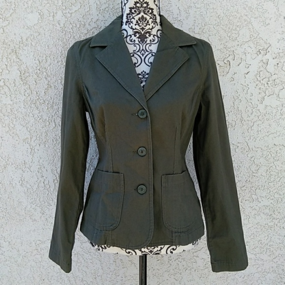 New Eddie Bauer Green Button Front Blazer Small